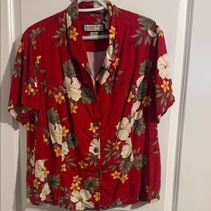 Red Floral Hawaiian Camp Shirt